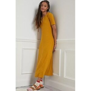 Anthropologie Dolan Left Coast Collection Orla Henley Yellow Maxi Dress Medium